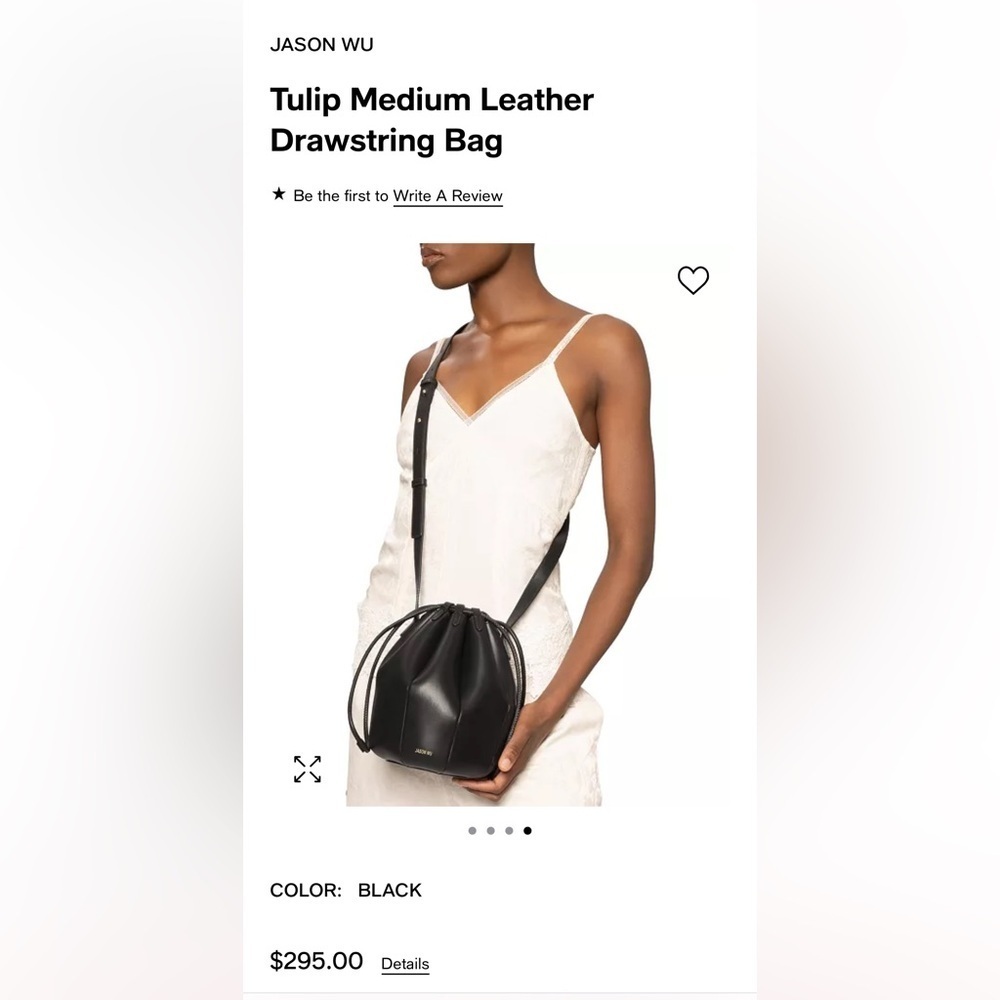 BNWT Black Jason Wu Tulip Crossover Bag, Bucket Bag Jason Wu Small Smooth PU Tote with Acrylic Top Handle main image 3